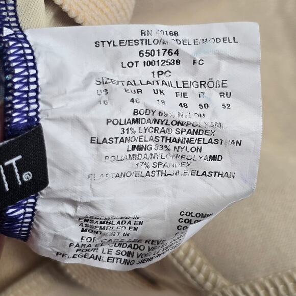 Miraclesuit Blue Floral One Peice Swim Suit Size 16 - Picture 4 of 5